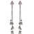 Pink Stone Long Chain Jhumka Earrings for Women | Oxidised Silver Look Traditional Ethnic Dangler Earrings