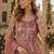 Pink embroidered butterfly net semi stitched anarkali suit