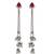 Red Stone Long Chain Jhumka Earrings for Women | Oxidised Silver Look Traditional Ethnic Dangler Earrings