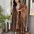 Chocolate chanderi kurta pant set with jacquard dupatta