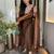 Chocolate chanderi kurta pant set with jacquard dupatta