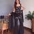 Black embroidered georgette kurta pant set with dupatta