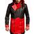 Men's black & red assassin cosplay hooded leather trench coat