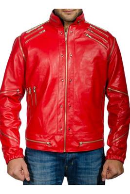 Michael-jackson-beat-it-leather jacket men's genuine lambskin leather jacket 1