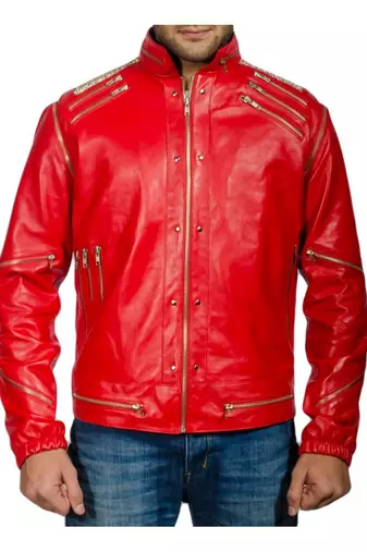 Michael-jackson-beat-it-leather jacket men's genuine lambskin leather jacket