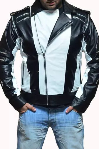 Michael-jackson-pepsi-white-leather-jacket men's genuine lambskin leather jacket