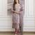 Rose viscose jacquard kurta set with organza dupatta