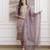 Rose viscose jacquard kurta set with organza dupatta