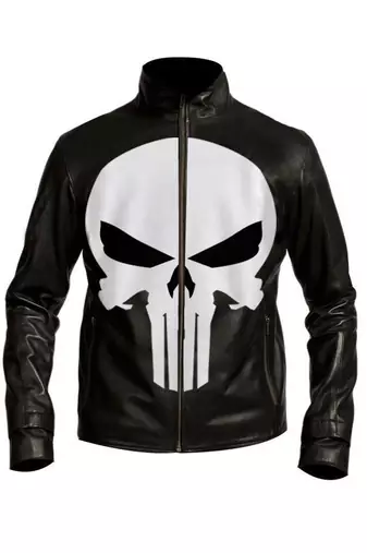 Punisher biker leather jacket jacket men's genuine lambskin leather jacket