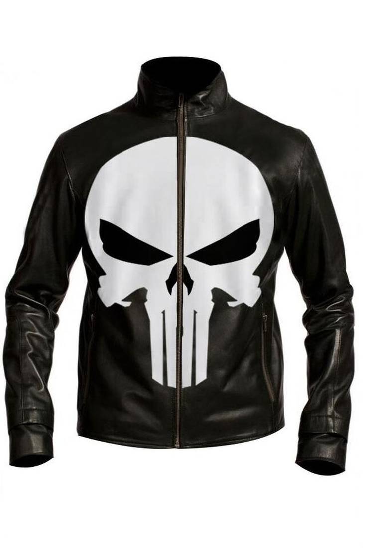 Punisher biker leather jacket jacket men's genuine lambskin leather jacket