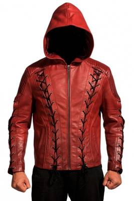 Red-hooded-leather jacket men's genuine lambskin leather jacket 1