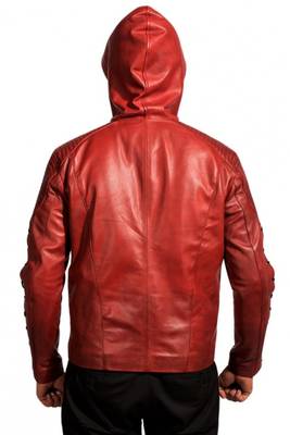 Red-hooded-leather jacket men's genuine lambskin leather jacket 2