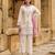 Off white cotton embroidered kurta set with taby dupatta