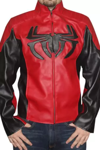 Spiderman-motorcycle red leather jacket men's genuine lambskin leather jacket