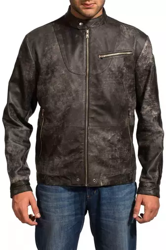 Star-crossed-greg-finley-distressed-black-jacket  men's genuine lambskin leather jacket