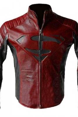 Superman-smallville-red-black-jacket men's genuine lambskin leather jacket 1
