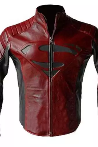 Superman-smallville-red-black-jacket men's genuine lambskin leather jacket