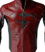 Superman-smallville-red-black-jacket men's genuine lambskin leather jacket