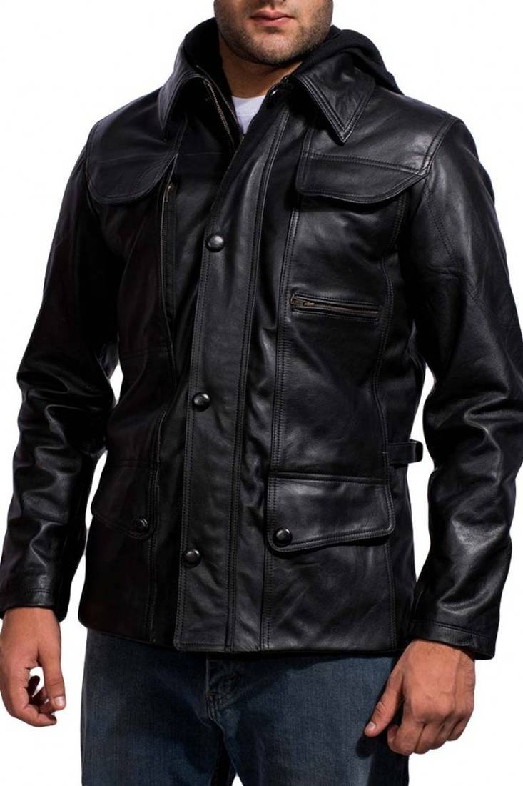 Terminator-genisys-black-leather-jacket men's genuine lambskin leather jacket
