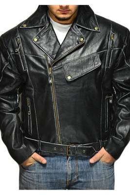 Terminator-vintage-distressed-biker-jacket men's genuine lambskin leather jacket 1