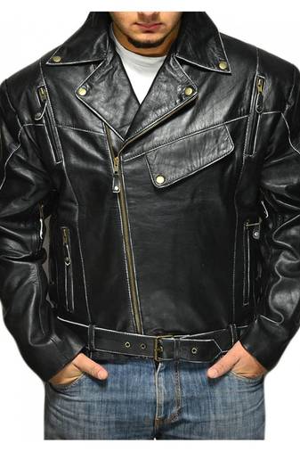 Terminator-vintage-distressed-biker-jacket men's genuine lambskin leather jacket