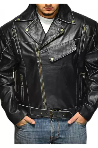 Terminator-vintage-distressed-biker-jacket men's genuine lambskin leather jacket
