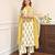 Yellow printed cotton kurta pant set with cotton dupatta