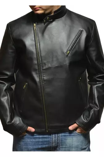 Tony-stark-iron-man-black-leather jacket men's genuine lambskin leather jacket