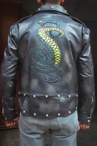 Tunnel snakes rule leather jacket men's genuine lambskin leather jacket
