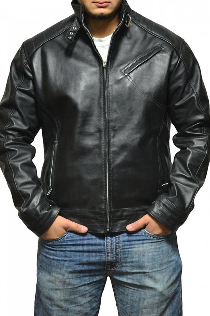 Jeremy-renner-bourne-legacy-leather-jacket men's genuine lambskin leather jacket