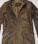 Men's distressed antique brown real leather jacket