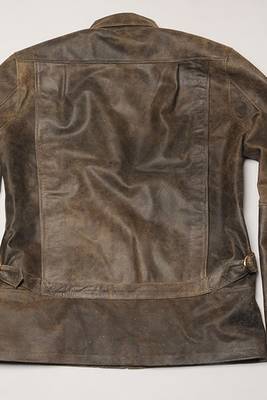 Men's distressed antique brown real leather jacket 2
