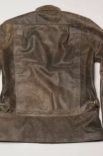 Men's distressed antique brown real leather jacket