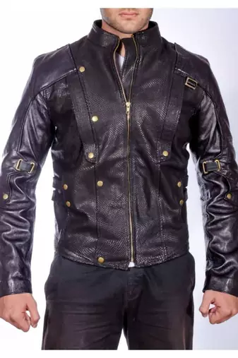 Guardians-of-the-galaxy-star-lord-black-jacket men's genuine lambskin leather jacket