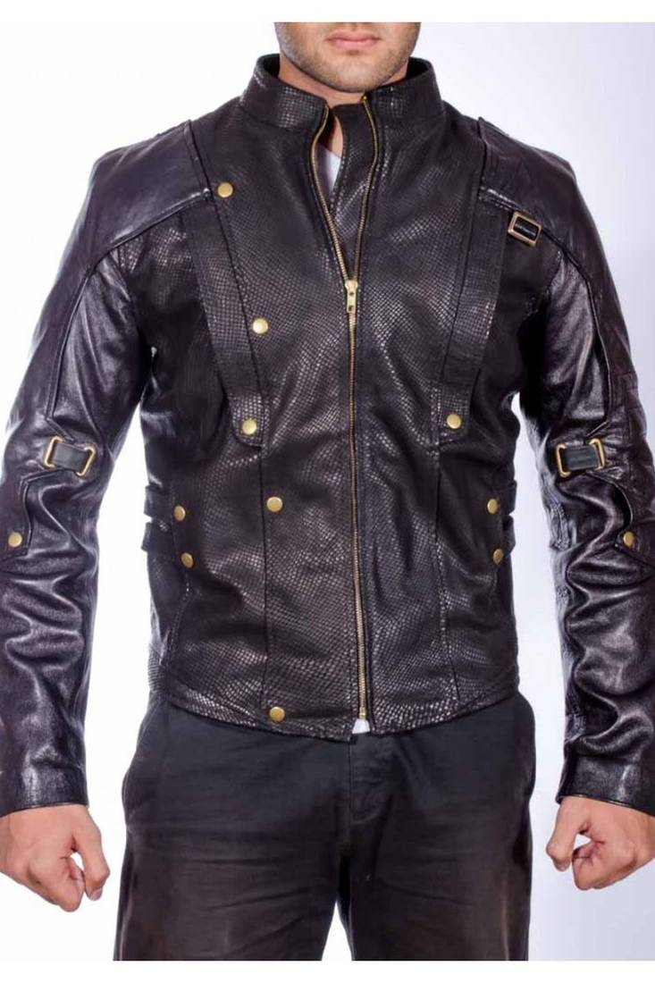 Guardians-of-the-galaxy-star-lord-black-jacket men's genuine lambskin leather jacket