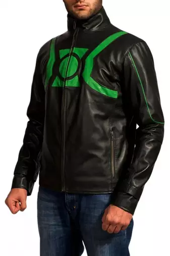 Green-lantern-jacket-side-jacket men's genuine lambskin leather jacket
