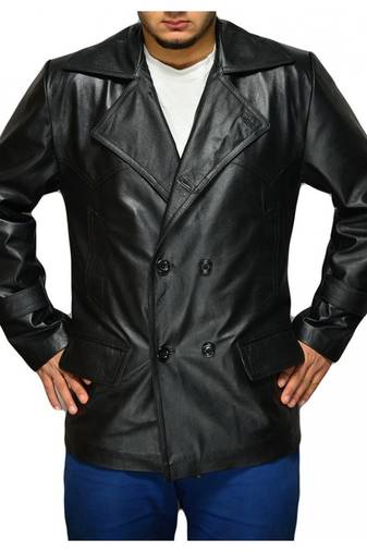 Doctor-who-black-leather-coat men's genuine lambskin leather coat
