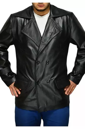 Doctor-who-black-leather-coat men's genuine lambskin leather coat