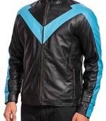 Dick-grayson-nightwing-jacket-with-blue-lining jacket men's genuine lambskin leather jacket
