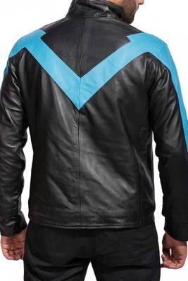 Dick-grayson-nightwing-jacket-with-blue-lining jacket men's genuine lambskin leather jacket 2