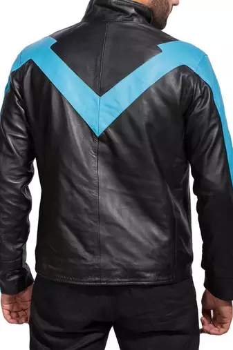 Dick-grayson-nightwing-jacket-with-blue-lining jacket men's genuine lambskin leather jacket