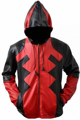 Deadpool game hoodie leather jacketb men's genuine lambskin leather jacket 1