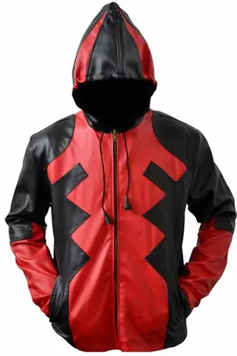 Deadpool game hoodie leather jacketb men's genuine lambskin leather jacket