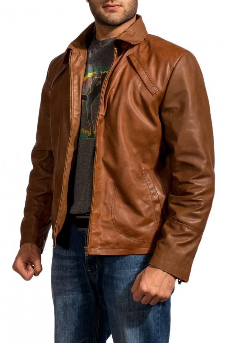 Casual-brown-inception-arthur-jacket men's genuine lambskin leather jacket