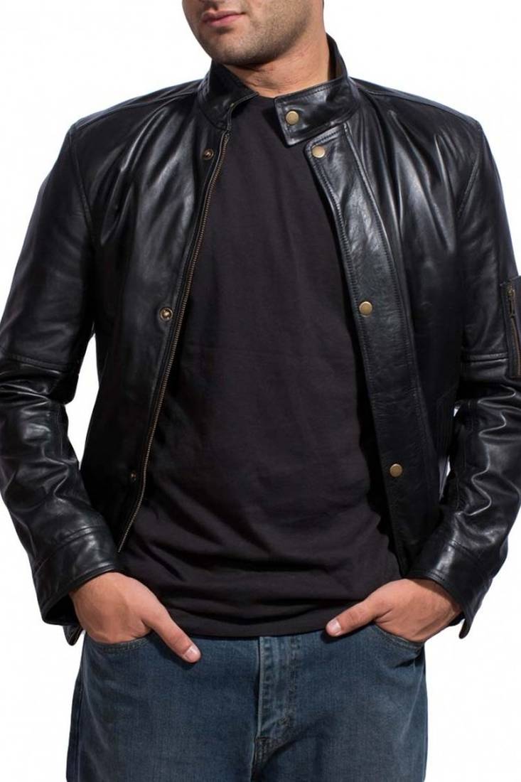 Californication-hank-moody-jacket men's genuine lambskin leather coat