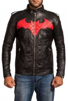 Batman red and black leather jacket men's genuine lambskin leather jacket 1