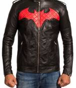 Batman red and black leather jacket men's genuine lambskin leather jacket