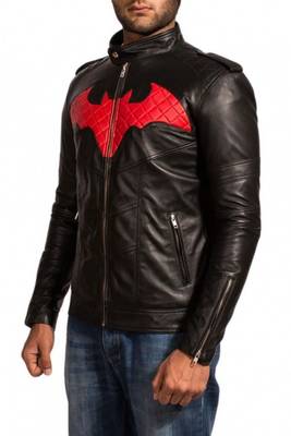 Batman red and black leather jacket men's genuine lambskin leather jacket 2
