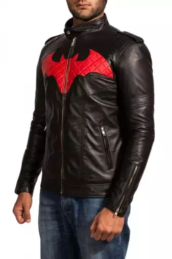 Batman red and black leather jacket men's genuine lambskin leather jacket