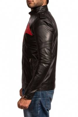 Batman red and black leather jacket men's genuine lambskin leather jacket 3
